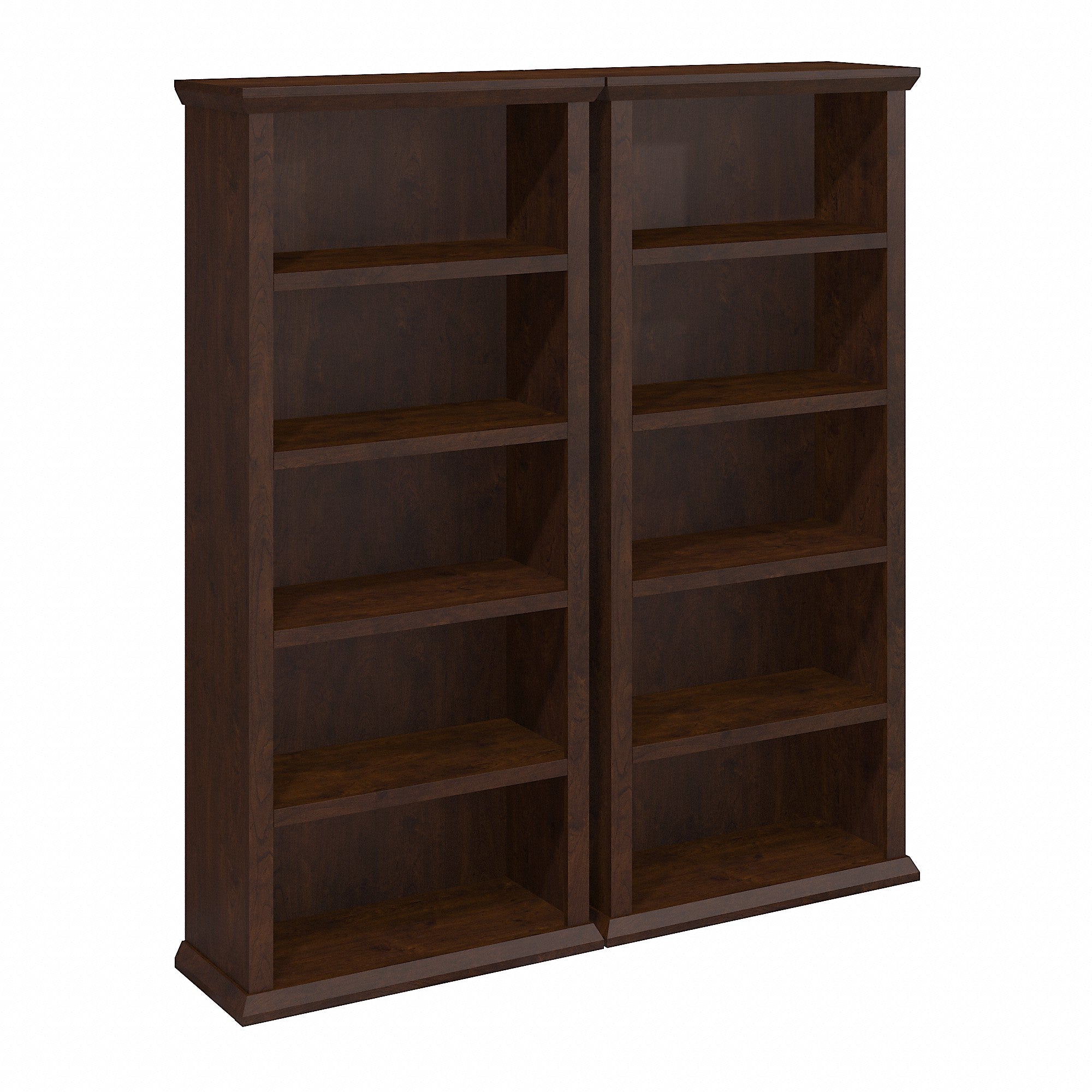 Bush Furniture Yorktown Tall 5 Shelf Bookcase Set of 2